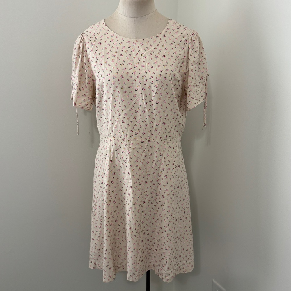Madewell 6 Tie-Sleeve Retro Dress Dutch Dandelions Floral Mini Peasant Cottage